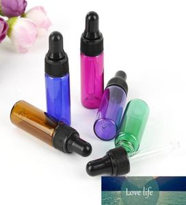 Hela Blue Green Purple Red Amber Mini Glasflaskor 5 ml Prov Pipett Droper Vial With Black Lids Ready to Ship5760740