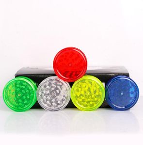 IN Stock 60mm 3 piece colorful plastic herb grinder for smoking tobacco grinders with green red blue clear Sea Ship FY21429080756