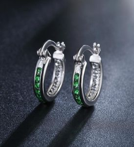 Hoop Huggie Sterling Silver Colorful Zircon Earrings for Women Girl Classic Sapphire Circle Earring Lage Jewelryhoop8090854