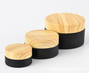 Черные замороженные стеклянные банки Cosmeticjars с пластиковыми крышками Woodgrain Pp Liner 5G 10G 15G 20G 30 Крем -контейнеры для губ1783888