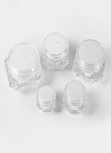 Yeniden doldurulabilir boş kozmetik şişe 5g 10g 15G beyaz plastik krem ​​kavanoz elmas örneği kozmetik ambalaj kontağı1547252