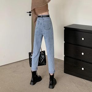 Jeans femminile n5023 a nove punti harem retrò alto pantaloni di carota a tutta partita