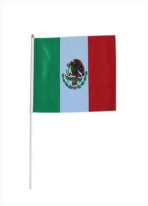 Bandeira do México de 1421 cm com pólo branco e tipwhole de ouro de boa qualidade bandeiras nacionais pequenas 100pcslot3183735