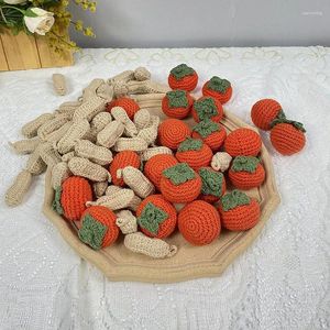 Decorative Flowers 5pcs Finished Hand-knitted Fake Persimmon Peanut Simulation Vegetables DIY Handicraft Accessories Home Decor Pography