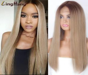 Perucas sintéticas longas retas mistas marrom e vermelhas perucas longas para mulheres negras brancas parte média natureza wigsfactory diretor2908120