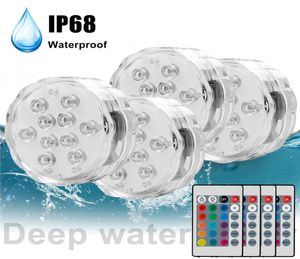 Luzes LED submersíveis com ímãs remotos de RF Copas de sucção de bateria IP68 à prova d'água Luz subaquática 13LED 16 Colors4262965