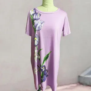 Casual Dresses A-line Silhouette Dress Floral Tulip Print Summer For Women Soft Breathable Knee Length Midi With Short Commute