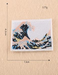 20p2 in stock Fashion giapponese Ukiyoe Ukiyoe Iron su toppe Cartoon Whale Righted Sew on Patch for Kids Abbigliamento Can Custom1266247