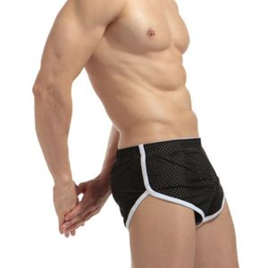 Shorts män sidor delar sport springa shorts sexig låg stigning nylon andningsbara bottnar manlig is silketät snabb torr jogging tröjor