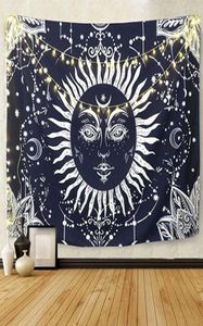 Weißer schwarzer Sonnenmond Mandala Wandteppich Wand Hanging Wand Wandteppich Hippie Wand Teppiche Schlafsaal Psychedelic Tapestry T2006282582680