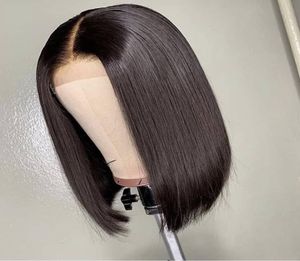 Allove Bob Wigs Предварительно вырванные швейцарские кружевные парик бразильские девственные волосы прямые человеческие парики для чернокожих женщин2021128