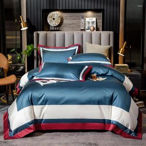 Set di biancheria da letto 100s cotone egiziano set di cuciture ricamato a colori copripiumino cover letto bianche