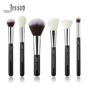 Kits Jessup Black/Silber Professional Make -up Pinsel Set Make -up -Pinselwerkzeug Kits Pufferfarbe Wangen Highlight Naturalalsynthese Haare