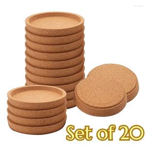 Tapetes de mesa 20pcs Conjunto de cortiça Protetor de refeições Pad resistente a calor Copa de café Drink caneca Placemats Acessórios de cozinha