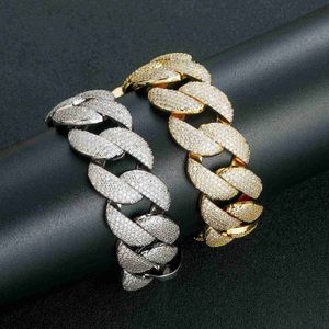 Bracelet Hip Hop Bracelet 22 мм шириной кубинская цепь с 5 рядами бриллиантов для персонализированного превосходства и стильного бриллиантового браслета S925