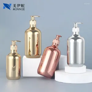 Liquid Soap Dispenser 300/500ml Refillable Lotion Shampoo Shower Gel Holder Electroplated Plastic Gold Silver Bottles Dispensers