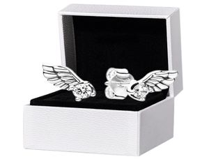 925 Gümüş Angel Wing Stud Stud Cupings Kadınlar İçin Orijinal Kutu Seti CZ Elmas Partisi Takı Küpe Seti7923032