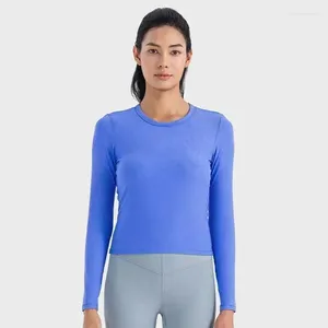 Active Shirts Women Ribbed Sports Long Sleeve T-shirt All It Takes Elastic Shirt Breathable Quick Drying Running Fitness