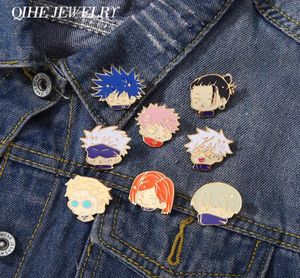 Jujutsu Kaisen Chibi Enamel Pin Cartoon Badge Metal Anime Lapel Ubranie plecak biżuteria dla dzieci fani przyjaciele