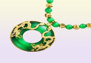 Sha Jin Guan Dou Shuanglong Cat Eye Gold Jade Necklace Men039S Imitation Hetian Yu Pingan Long Gold Plated Sweater Chain194Z2805572