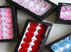 34CM 12pcs Grade A Preserved Rose flower gift box Valentines Day Gift box Favor Eternal Rose Heads for Wedding Party Decoration288797027