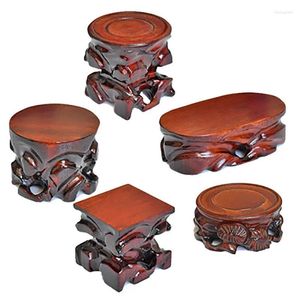 Decorative Plates Carved Wood Stand For Zen Buddha Statue Incense Burner Base Flower Pot Tea Set Shelves Dining Room Sets Display Home Decor