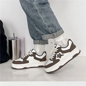 Freizeitschuhe klobige Plattform -Sneakers für Frauen Leder Stoff Patchwork Ladies Mode Gehen dicker Boden