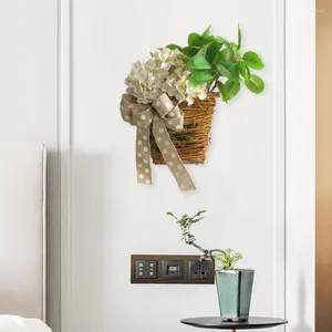 Decorative Flowers Front Door Basket Decoration Spring Rattan Decor Elegant Artificial Hydrangea Flower With Dotted For Indoor