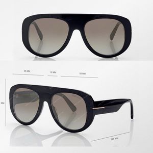 Occhiali da sole per donne di qualità di lusso occhiali da sole di tom designer ft1078 black sport piatto folle di vetri di oversize