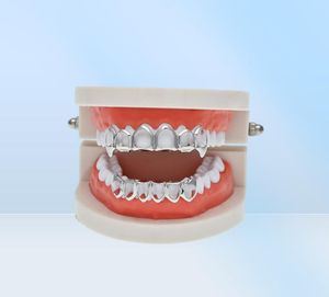 Nowy Hip Hop Custom Fit Grill Sześć pustych otwartych twarzy złota usta Grillz Caps górne dno z silikonowymi zębami wampirów SET1255122