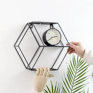Placas decorativas geometria prateleira de parede decoração de metal figura geométrica Arte Hexagon para sala de estar