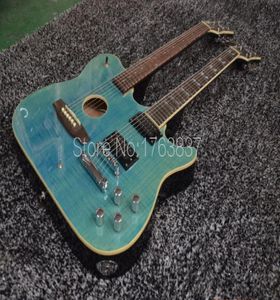 Ultimate Custom 1958 Slash podpisany Crossroads Podwójna szyja zielony płomień Maple Top Electric Guitar Acoustic Guitar Dark Black Back9637431