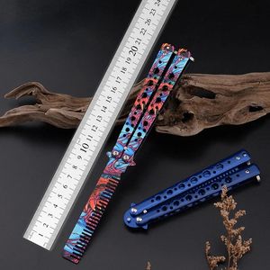 Portable Butterfly Knife Comb Stainless Steel Foldable Blunt Training Knife Outdoor Trainer Comb Salon Hairdressing Styling Tool