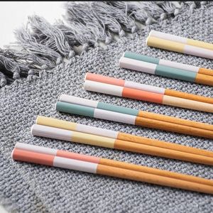 Chopsticks Japanese Creative Colorful Household Pointed Long Wooden Single Pack Sushi Public
