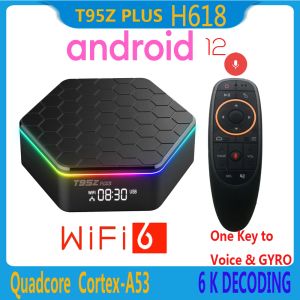 Caixa T95Z Plus Android 12.0 Smart TV Box 2.4g 5g Dual WiFi6 Allwinner H618 Quadcore Cortexa53 2GB 4GB 16GB 32GB 64GB 100M LAN 4K