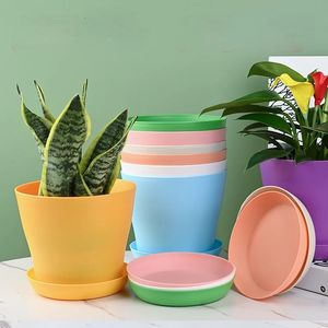 5SIZES Flower Pot Round Planters Candy Color Mini Vase For Succulents Home Office Decor Planting Supplies High Quality 240409