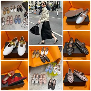 With Box Dress Shoes Designer Sandals ballet slipper slider flat dancing Woman round toe Rhinestone Boat office Luxury leathers riveted buckle GAI 35-40