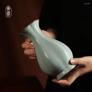 花瓶セラミックヒマワリ口Vase装飾リビングルームフラワーアレンジアンティークルーウェア磁器中国語スタイルの手作り