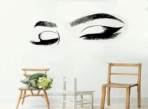 Fecha os olhos decalques de parede cílios adesivos de parede compõem os olhos das garotas decoração de parede decoração de salão de beleza new3848642