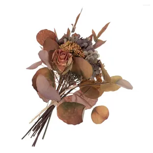 装飾的な花人工花束乾燥フェイクローズローズウェディングテーブルデコレーションフェイクフラワーオーナメントのための墓地のネクタイのための音楽