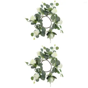 Decorative Flowers 2 Count Red Roses Garland Candlestick Party Wreath Prop The Ring White