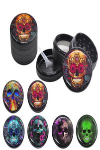 Sugar Skull Pattern Grinder Metal Aluminum Smoking Herb Grinders 50MM 4 Piece CNC Teeth Tobacco Herbal Crushers Spice Crusher6366483