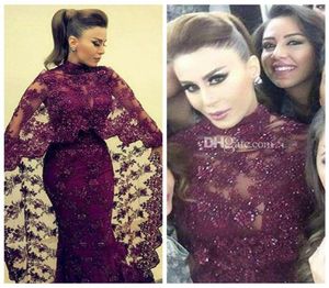 Abaya In Dubai 2018 Purple Lace Evening Dresses Mermaid Muslim Arabic Celebrity Party Gowns New yousef aljasmi Kaftan Dress2215027