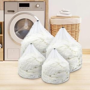 Laundry Bags 4pcs Mesh Bag With Drawstring Baskets Household Cleaning Tools Net Bra Wash Care Storage