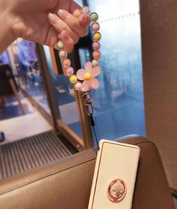 電話ケースiPhone 14 Pro Max Lange Macaron Color Beaded Japanady and Korean Style Handmade Beaded Flower Mobile Chain Wrist R9416133