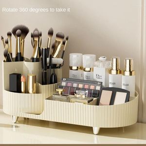 Storage Boxes Cosmetics Rotating Box Pen Container Dressing Table Desktop Large Capacity Makeup Brush Mouth Red Eye Shadow Rac