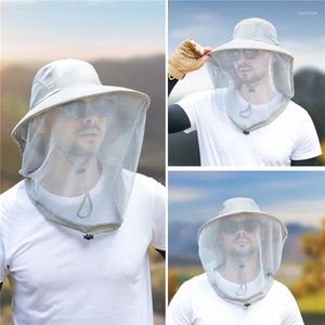 Berets Outdoor Head Face Maske Hut Net Cover Anti-Moskito-Moskito-Kappe Sommerreisen atmungsaktiv