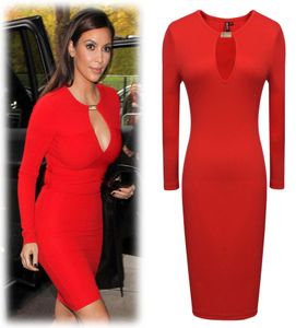 Dziurka od metalowej klamry Openchest BodyCon Pencil Dress Dispey Red Elegant Fashion 18646792796