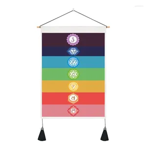 Tapestries Lotus 7 Chakras Wall Hanging Tapestry Fabric Boho Room Decor Yoga Blanket Carpet