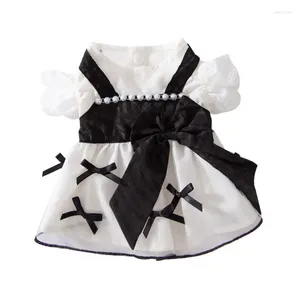 Dog Apparel Clothes Pet Supplies Wedding Suit Dress Pearl Black Bow Skirt Puppy Pomeranian Cat Princess